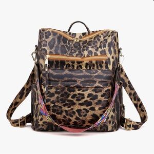 🩶 ‘THE BACKPACK’ Tote Purse Mom - Travel Diaper Bag - Mama Carryall Grey Leopard